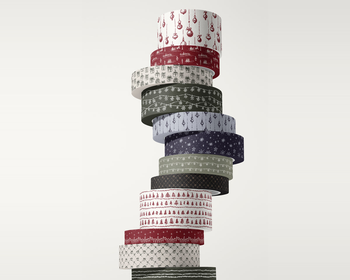 Winter Holiday Seamless Pattern Bundle, packaging tape